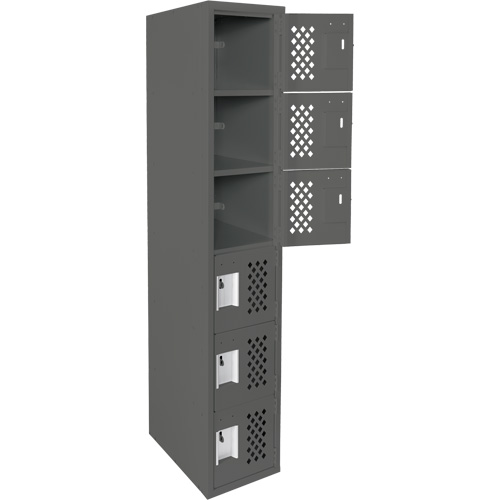 Assembled Lockerettes Clean Line Perforated Economy Lockers, 6 -tier, 18" x 72" x 12", Steel MAS Chibougamau