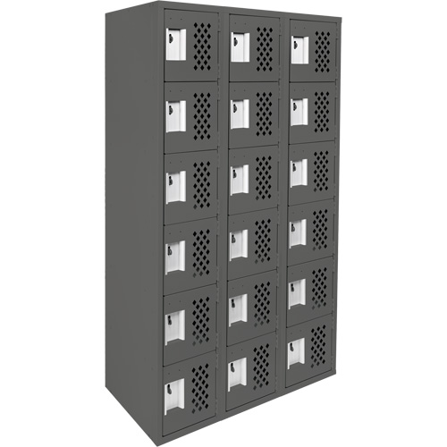 Assembled Lockerettes Clean Line Perforated Economy Lockers, 6 -tier, Bank of 3, 18" x 72" x 12", Steel MAS Chibougamau