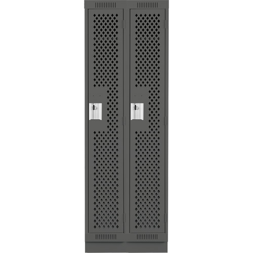 Clean Line Lockers, Bank of 2, 24" x 15" x 76", Steel, Charcoal, Rivet (Assembled), Perforated MAS Chibougamau