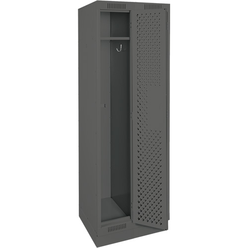 Clean Line Lockers, Bank of 2, 24" x 15" x 76", Steel, Charcoal, Rivet (Assembled), Perforated MAS Chibougamau