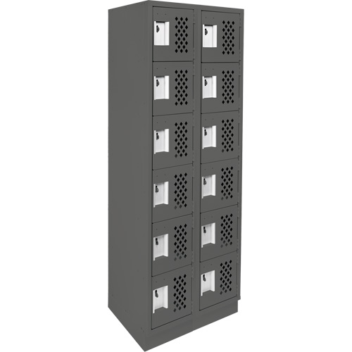 Assembled Lockerettes Clean Line Perforated Economy Lockers, 6 -tier, Bank of 2, 18" x 72" x 12", Steel MAS Chibougamau