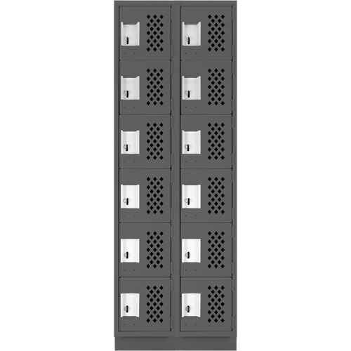 Assembled Lockerettes Clean Line Perforated Economy Lockers, 6 -tier, Bank of 2, 18" x 72" x 12", Steel MAS Chibougamau