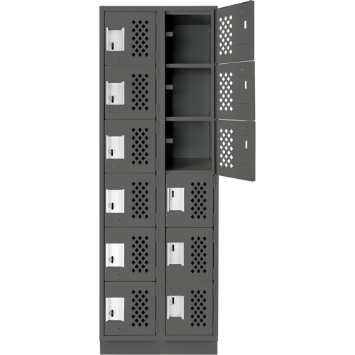 Assembled Lockerettes Clean Line Perforated Economy Lockers, 6 -tier, Bank of 2, 18" x 72" x 12", Steel MAS Chibougamau
