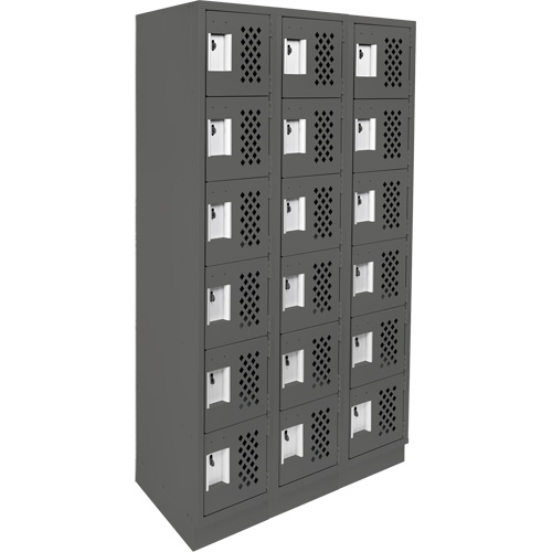 Assembled Lockerettes Clean Line Perforated Economy Lockers, 6 -tier, Bank of 3, 18" x 72" x 12", Steel MAS Chibougamau