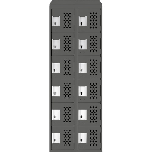 Assembled Lockerettes Clean Line Perforated Economy Lockers, 6 -tier, Bank of 2, 18" x 72" x 12", Steel MAS Chibougamau