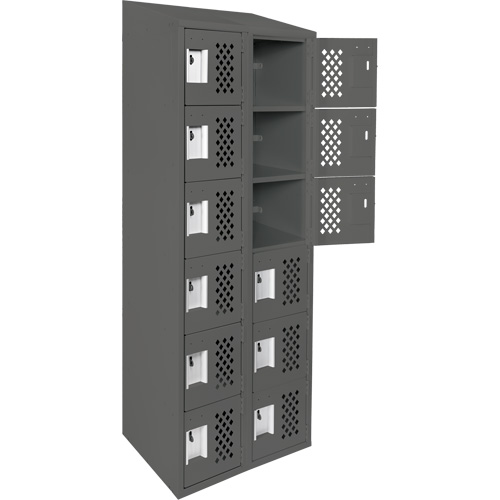 Assembled Lockerettes Clean Line Perforated Economy Lockers, 6 -tier, Bank of 2, 18" x 72" x 12", Steel MAS Chibougamau