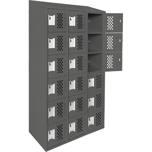 Assembled Lockerettes Clean Line Perforated Economy Lockers, 6 -tier, Bank of 3, 18" x 72" x 12", Steel MAS Chibougamau