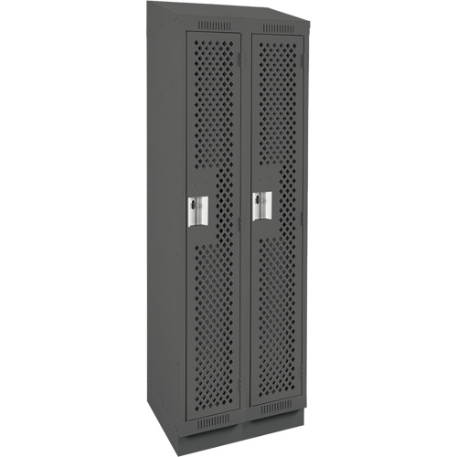 Clean Line Lockers, Bank of 2, 24" x 18" x 82", Steel, Charcoal, Rivet (Assembled), Perforated MAS Chibougamau