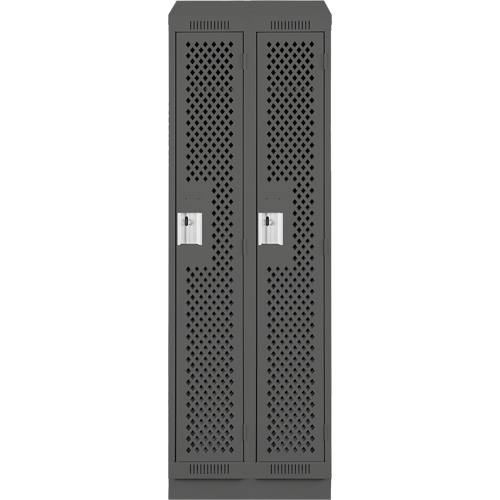 Clean Line Lockers, Bank of 2, 24" x 18" x 82", Steel, Charcoal, Rivet (Assembled), Perforated MAS Chibougamau