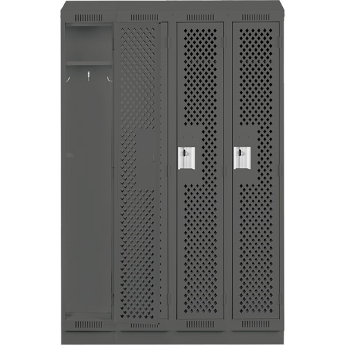 Clean Line Lockers, Bank of 4, 48" x 18" x 82", Steel, Charcoal, Rivet (Assembled), Perforated MAS Chibougamau