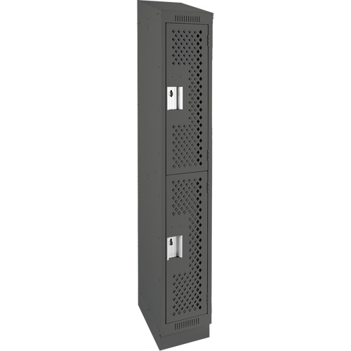 Clean Line Lockers, 2 -tier, 12" x 12" x 82", Steel, Charcoal, Rivet (Assembled), Perforated MAS Chibougamau