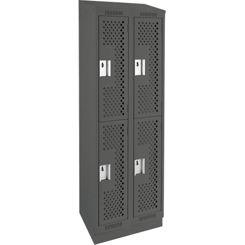 Clean Line Lockers, 2 -tier, Bank of 2, 24" x 15" x 82", Steel, Charcoal, Rivet (Assembled), Perforated MAS Chibougamau