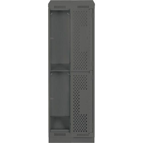 Clean Line Lockers, 2 -tier, Bank of 2, 24" x 15" x 82", Steel, Charcoal, Rivet (Assembled), Perforated MAS Chibougamau