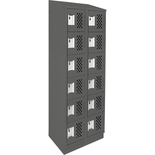 Clean-Line Perforated Lockerette, 6 -tier, Bank of 2, 15" x 72" x 12", Steel MAS Chibougamau