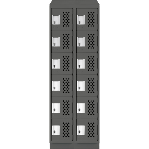 Clean-Line Perforated Lockerette, 6 -tier, Bank of 2, 15" x 72" x 12", Steel MAS Chibougamau