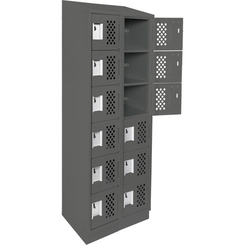 Clean-Line Perforated Lockerette, 6 -tier, Bank of 2, 15" x 72" x 12", Steel MAS Chibougamau