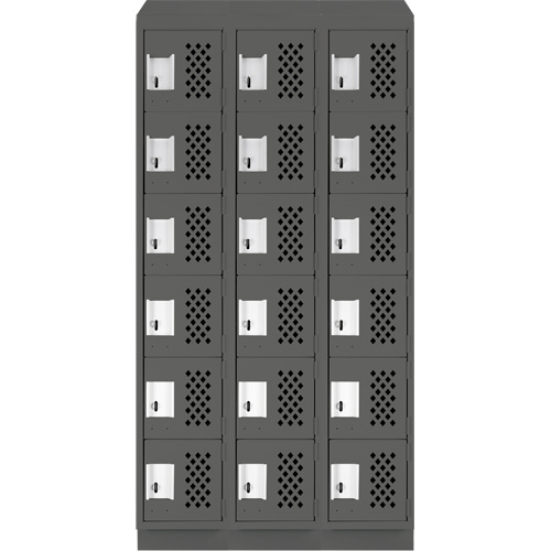 Clean-Line Perforated Lockerette, 6 -tier, Bank of 3, 15" x 72" x 12", Steel MAS Chibougamau