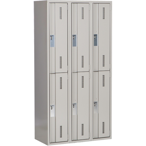 Concorde Heavy-Duty Lockers, 2 -tier, Bank of 3, 36" x 18" x 72", Steel, Grey, Welded (Assembled) MAS Chibougamau