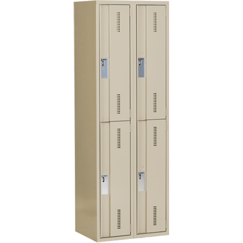 Concorde Heavy-Duty Lockers, 2 -tier, Bank of 2, 24" x 18" x 72", Steel, Beige, Welded (Assembled) MAS Chibougamau