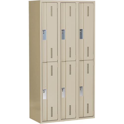 Concorde Heavy-Duty Lockers, 2 -tier, Bank of 3, 36" x 18" x 72", Steel, Beige, Welded (Assembled) MAS Chibougamau