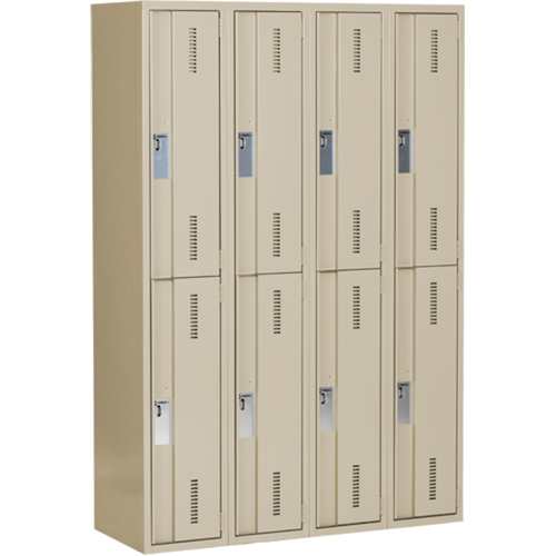 Concorde Heavy-Duty Lockers, 2 -tier, Bank of 4, 48" x 18" x 72", Steel, Beige, Welded (Assembled) MAS Chibougamau