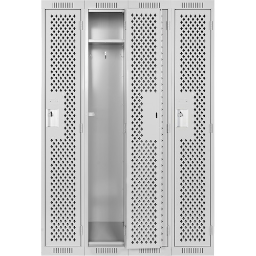 Clean Line Lockers, Bank of 4, 48" x 15" x 72", Steel, Grey, Rivet (Assembled), Perforated MAS Chibougamau
