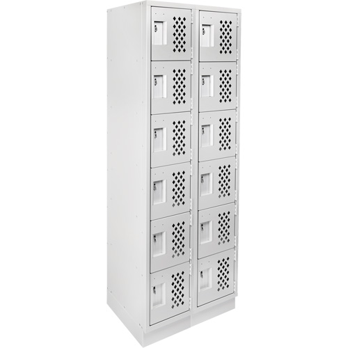 Assembled Lockerettes Clean Line Perforated Economy Lockers, 6 -tier, Bank of 2, 18" x 72" x 12", Steel MAS Chibougamau