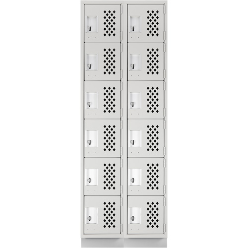 Assembled Lockerettes Clean Line Perforated Economy Lockers, 6 -tier, Bank of 2, 18" x 72" x 12", Steel MAS Chibougamau