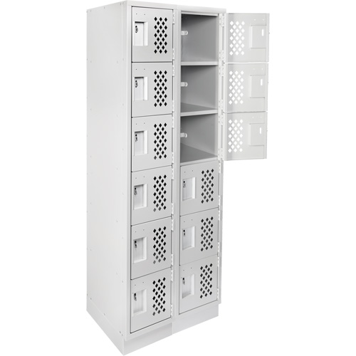 Assembled Lockerettes Clean Line Perforated Economy Lockers, 6 -tier, Bank of 2, 18" x 72" x 12", Steel MAS Chibougamau