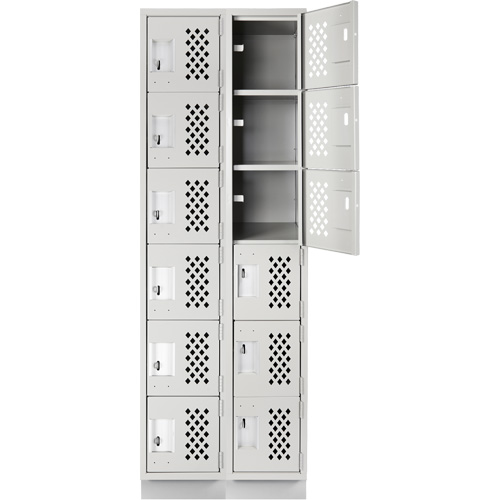 Assembled Lockerettes Clean Line Perforated Economy Lockers, 6 -tier, Bank of 2, 18" x 72" x 12", Steel MAS Chibougamau