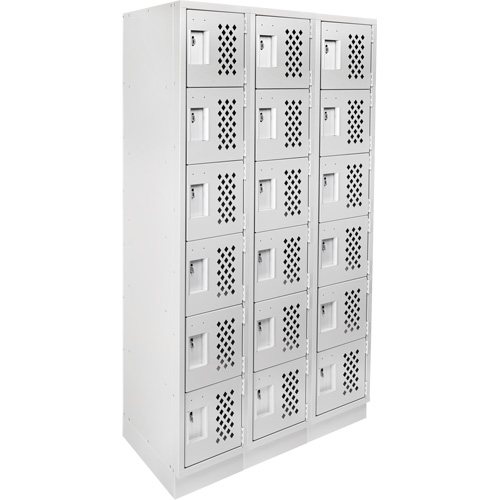 Assembled Lockerettes Clean Line Perforated Economy Lockers, 6 -tier, Bank of 3, 18" x 72" x 12", Steel MAS Chibougamau
