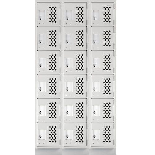 Assembled Lockerettes Clean Line Perforated Economy Lockers, 6 -tier, Bank of 3, 18" x 72" x 12", Steel MAS Chibougamau