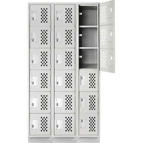 Assembled Lockerettes Clean Line Perforated Economy Lockers, 6 -tier, Bank of 3, 18" x 72" x 12", Steel MAS Chibougamau