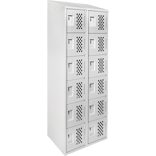 Assembled Lockerettes Clean Line Perforated Economy Lockers, 6 -tier, Bank of 2, 18" x 72" x 12", Steel MAS Chibougamau