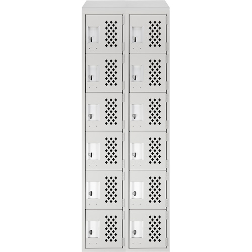 Assembled Lockerettes Clean Line Perforated Economy Lockers, 6 -tier, Bank of 2, 18" x 72" x 12", Steel MAS Chibougamau