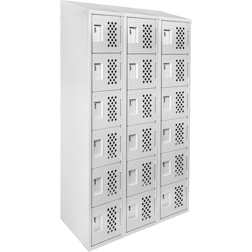 Assembled Lockerettes Clean Line Perforated Economy Lockers, 6 -tier, Bank of 3, 18" x 72" x 12", Steel MAS Chibougamau