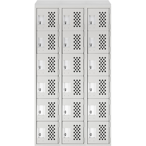 Assembled Lockerettes Clean Line Perforated Economy Lockers, 6 -tier, Bank of 3, 18" x 72" x 12", Steel MAS Chibougamau