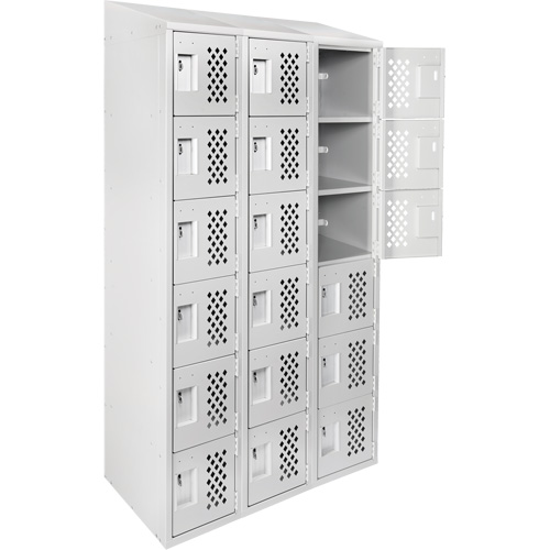 Assembled Lockerettes Clean Line Perforated Economy Lockers, 6 -tier, Bank of 3, 18" x 72" x 12", Steel MAS Chibougamau