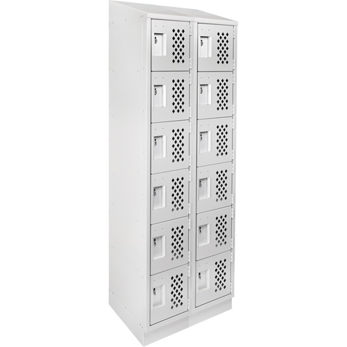 Clean-Line Perforated Lockerette, 6 -tier, Bank of 2, 15" x 72" x 12", Steel MAS Chibougamau