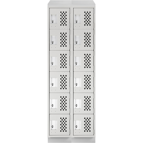 Clean-Line Perforated Lockerette, 6 -tier, Bank of 2, 15" x 72" x 12", Steel MAS Chibougamau