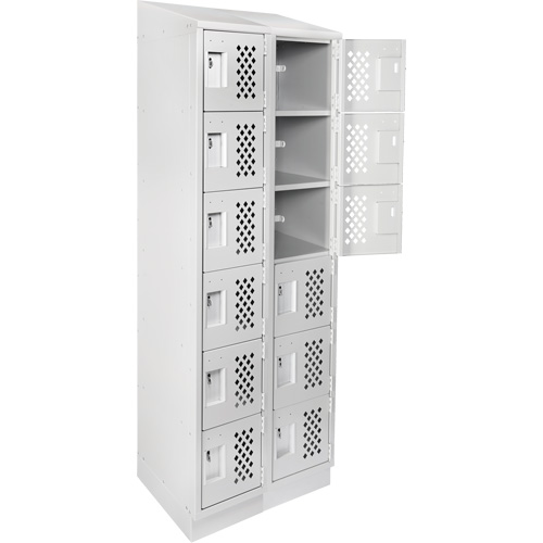 Clean-Line Perforated Lockerette, 6 -tier, Bank of 2, 15" x 72" x 12", Steel MAS Chibougamau