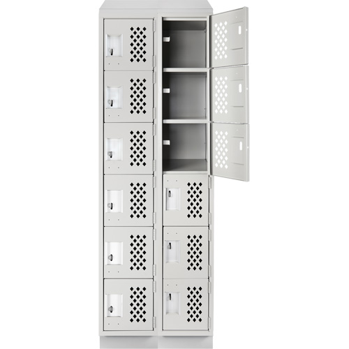 Clean-Line Perforated Lockerette, 6 -tier, Bank of 2, 15" x 72" x 12", Steel MAS Chibougamau