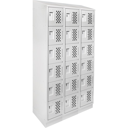 Clean-Line Perforated Lockerette, 6 -tier, Bank of 3, 15" x 72" x 12", Steel MAS Chibougamau
