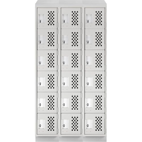 Clean-Line Perforated Lockerette, 6 -tier, Bank of 3, 15" x 72" x 12", Steel MAS Chibougamau
