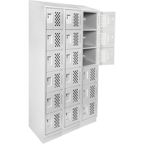 Clean-Line Perforated Lockerette, 6 -tier, Bank of 3, 15" x 72" x 12", Steel MAS Chibougamau
