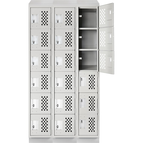 Clean-Line Perforated Lockerette, 6 -tier, Bank of 3, 15" x 72" x 12", Steel MAS Chibougamau