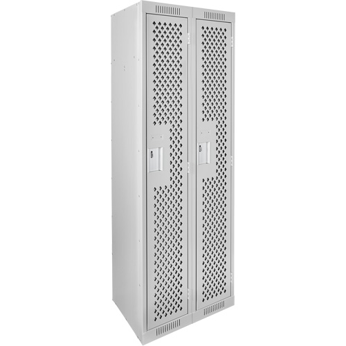 Clean Line Lockers, 2 -tier, 12" x 15" x 72", Steel, Grey, Rivet (Assembled), Perforated MAS Chibougamau