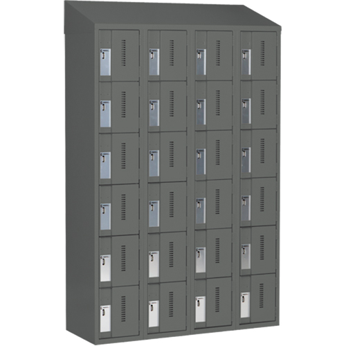Concorde Heavy-Duty Lockers, 6 -tier, Bank of 4, 48" x 18" x 78", Steel, Charcoal, Welded (Assembled) MAS Chibougamau