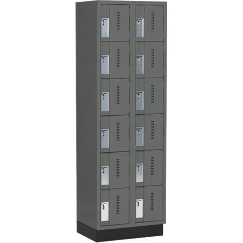 Concorde Heavy-Duty Lockers, 6 -tier, Bank of 2, 24" x 18" x 76", Steel, Charcoal, Welded (Assembled) MAS Chibougamau