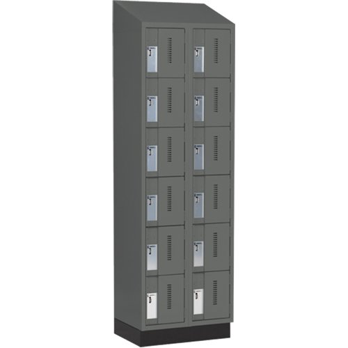 Concorde Heavy-Duty Lockers, 6 -tier, Bank of 2, 24" x 18" x 82", Steel, Charcoal, Welded (Assembled) MAS Chibougamau